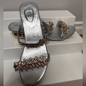 TCM Silver Colored Sandals W/ Lots of Bling!!